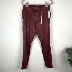 NWT Level 99 Stitch Fix Sz 10/30 Charley Zipper Coated Skinny Jeans Burgundy